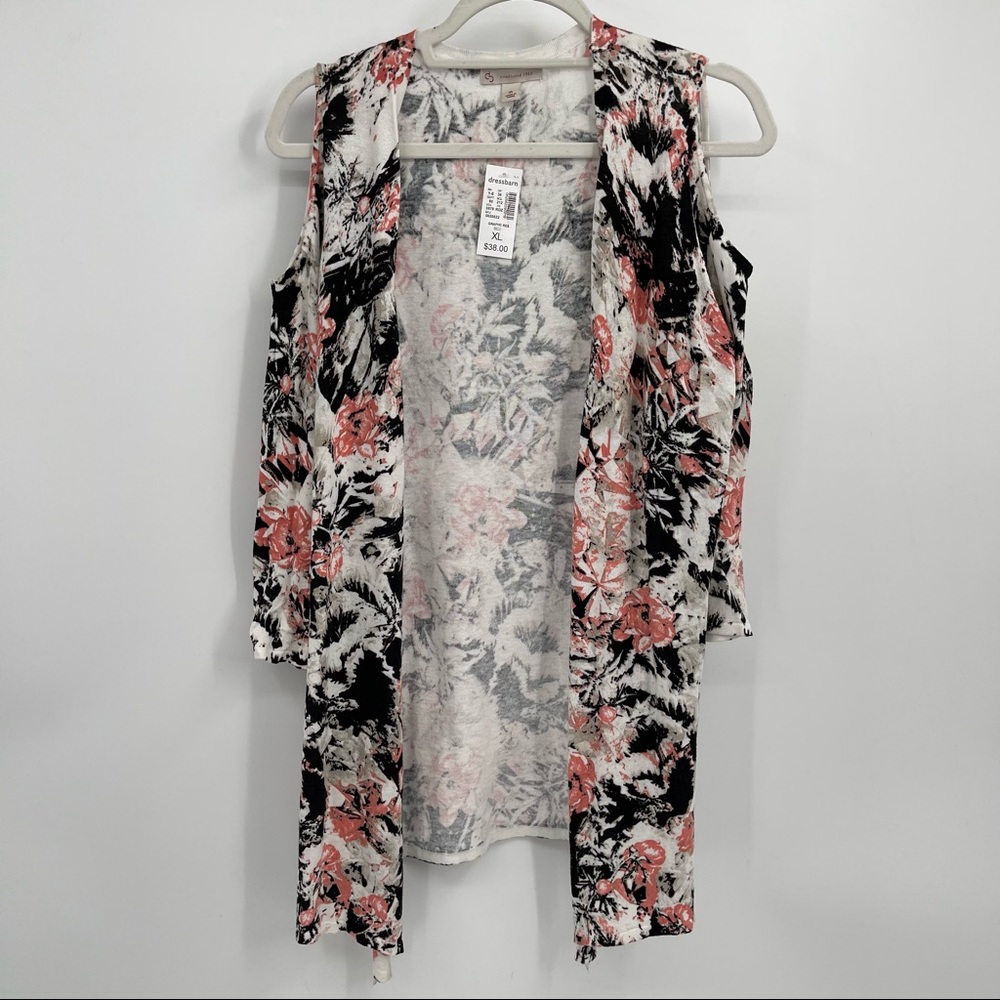 Dress Barn Open Shoulder Cardigan Sweater Size XL Floral Print New With …